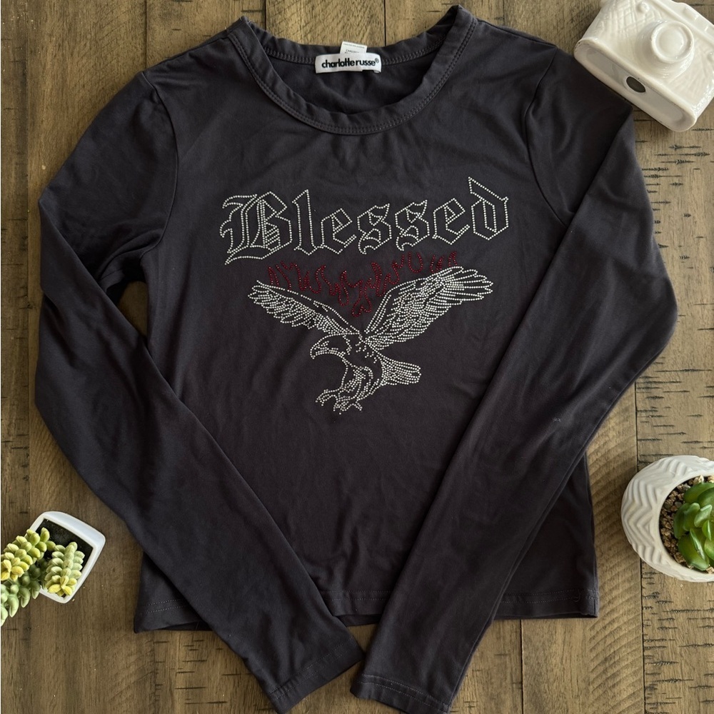 Charlotte Russe Black Fitted Graphic Tee - Picture 7 of 7